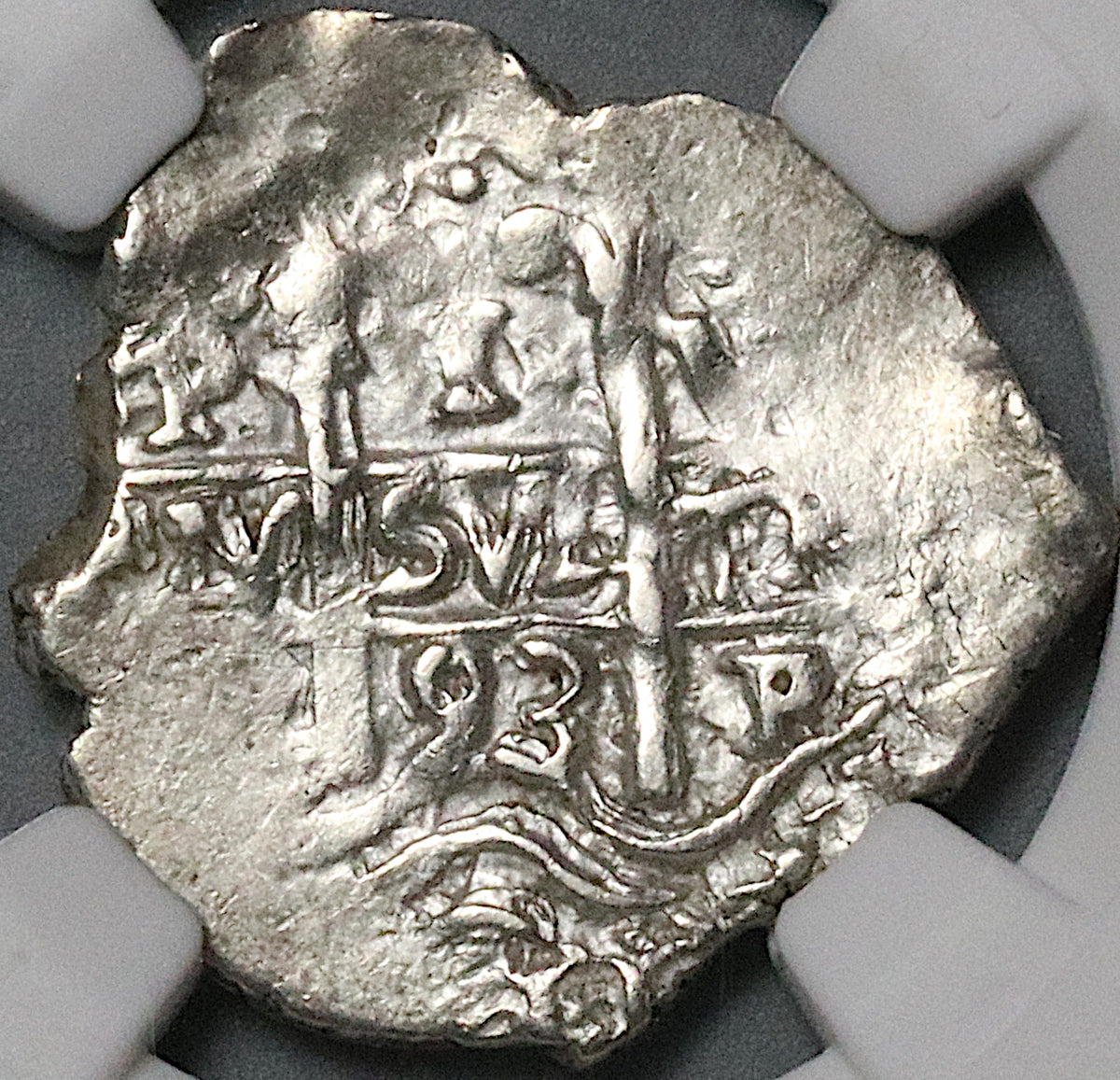 1693 NGC AU Bolivia Cob 1 Real Potosi Spain Colonial Silver Coin POP 2/0  (23121601C)