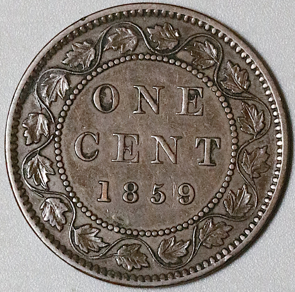 1859 CANADA LARGE One 1 CENT Victoria COIN Clashed, Die Chash error