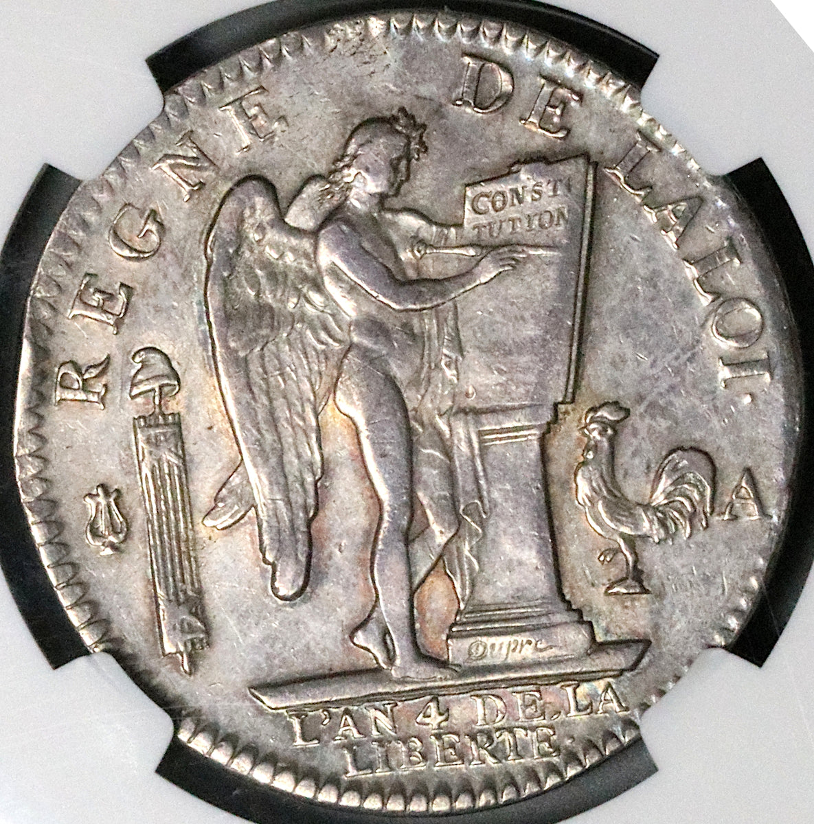 1792-A NGC XF France Louis XVI Ecu Constitution Republic Paris Silver Coin  (23083102C)