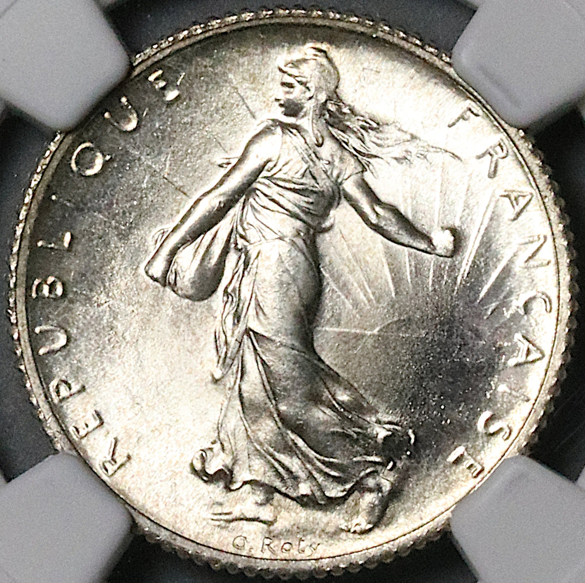 1919 NGC MS 66 France 1 Franc Sower Silver Gem Mint State Paris Coin  (24072101C)