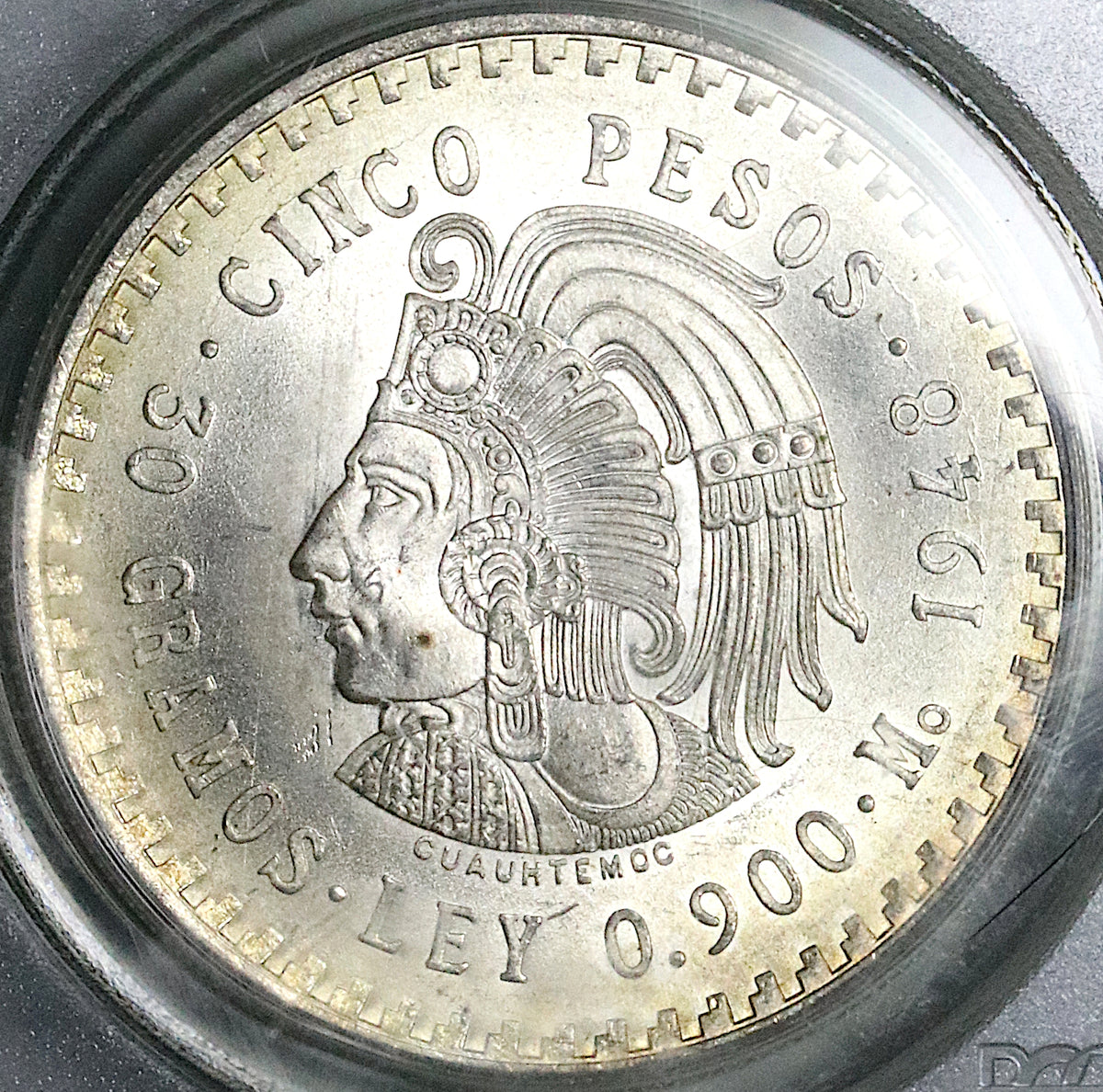 1948 PCGS MS 66 Mexico 5 pesos OGH Cuauhtémoc Aztec Emperor Silver Coin  (24040904C)