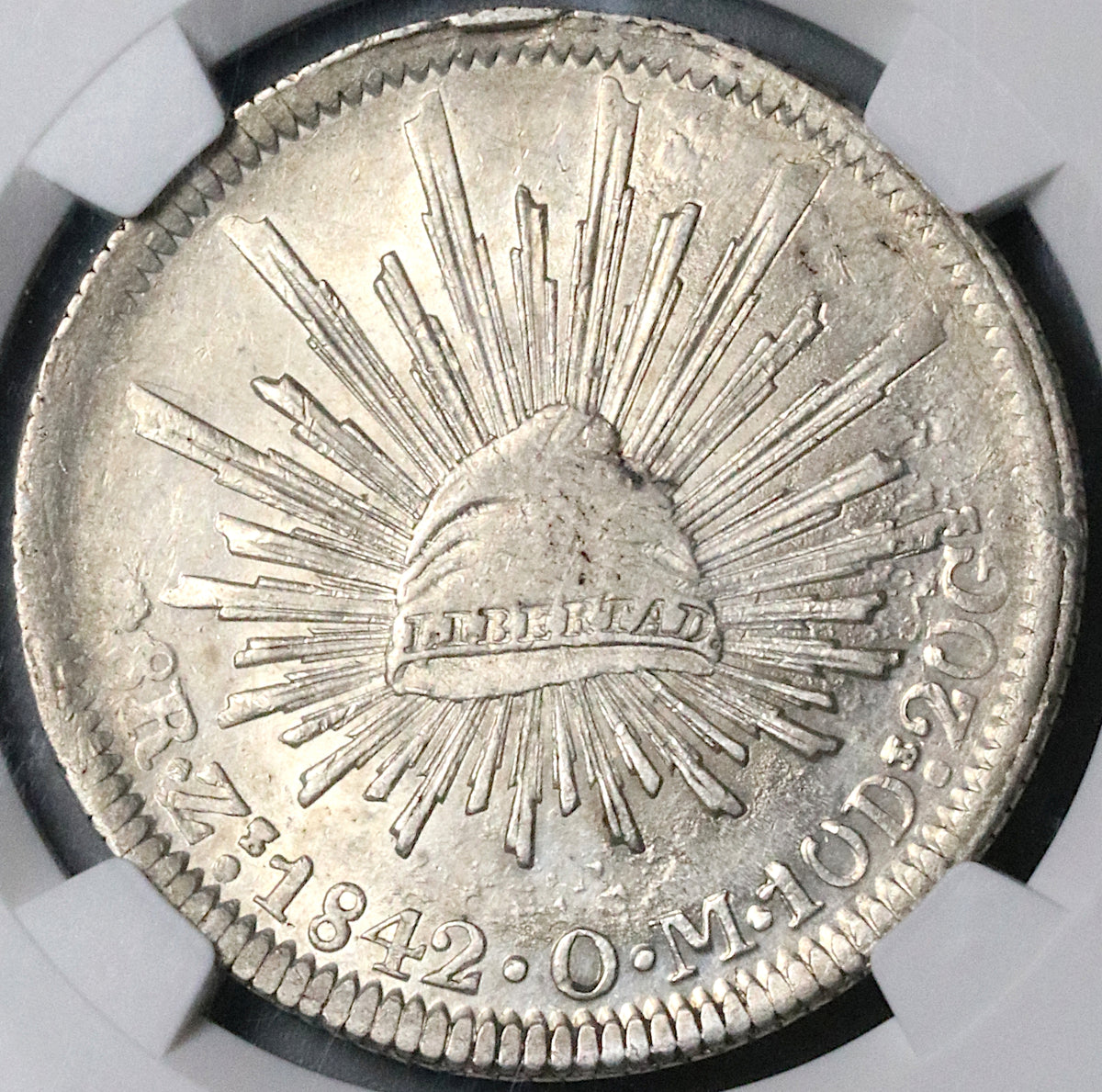 1842-Zs NGC AU Mexico 8 Reales Zacatecas Eagle 1841 Rare 