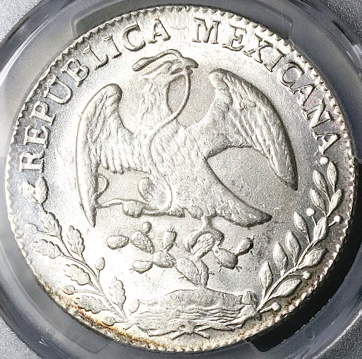 1863-Go PCGS MS 63 Mexico 8 Reales Guanajuato Cap Rays Silver Coin  (23092501C)