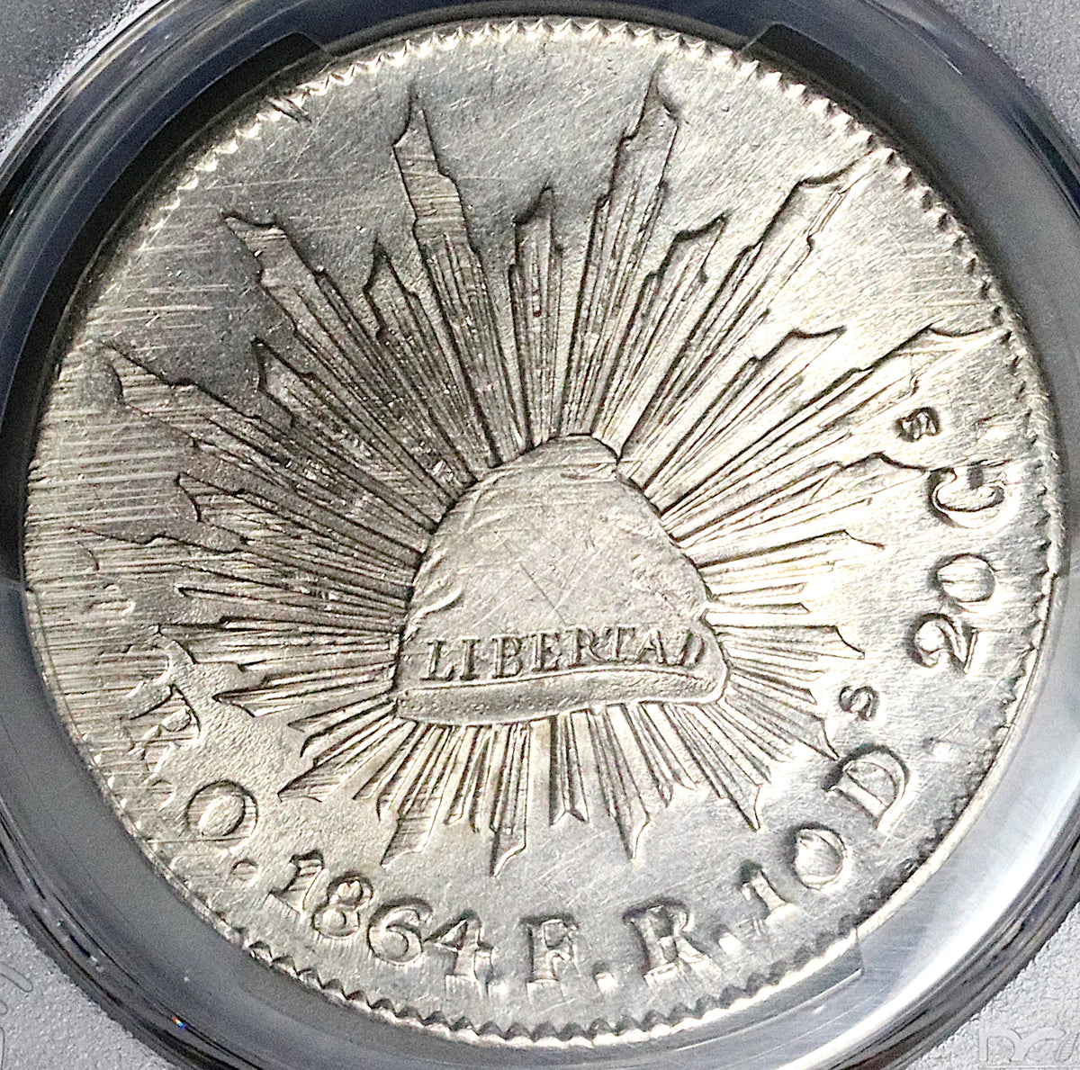 1864-O PCGS MS 62 Mexico 8 Reales Oaxaca Mint Scarce Silver Coin (23071101C)