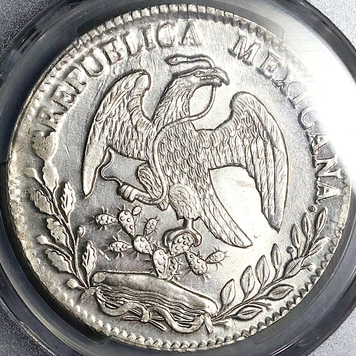 1864-O PCGS MS 62 Mexico 8 Reales Oaxaca Mint Scarce Silver Coin (23071101C)