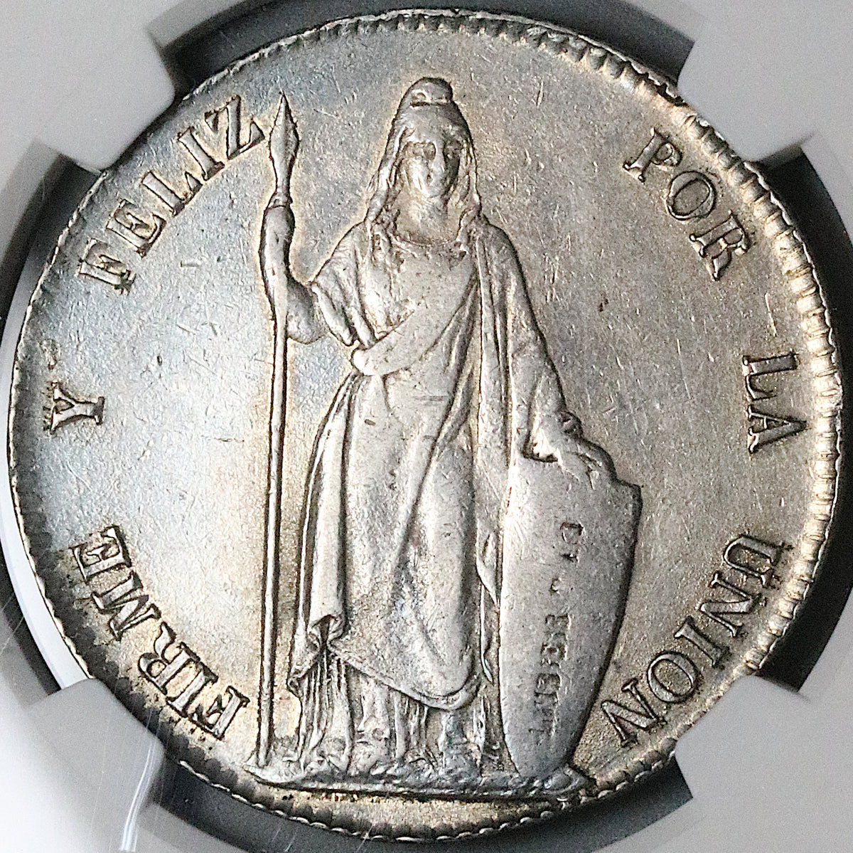 1845 NGC XF 45 Peru LIMA 8 Reales Standing Liberty Silver Coin (23060603C)