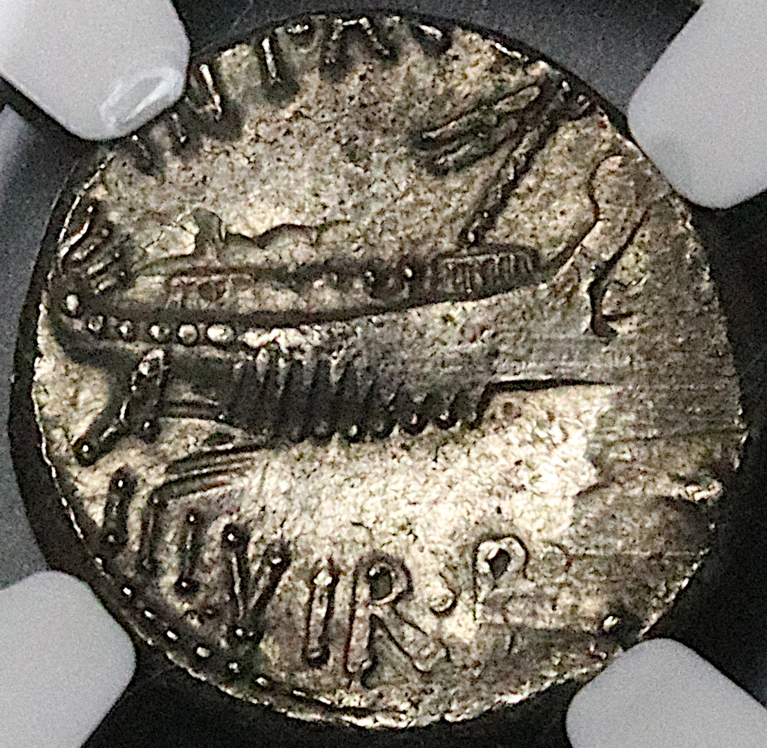 NGC G Marc Antony Roman Empire 32-31 BC Silver Legionary Denarius Coin, LEG  XIII