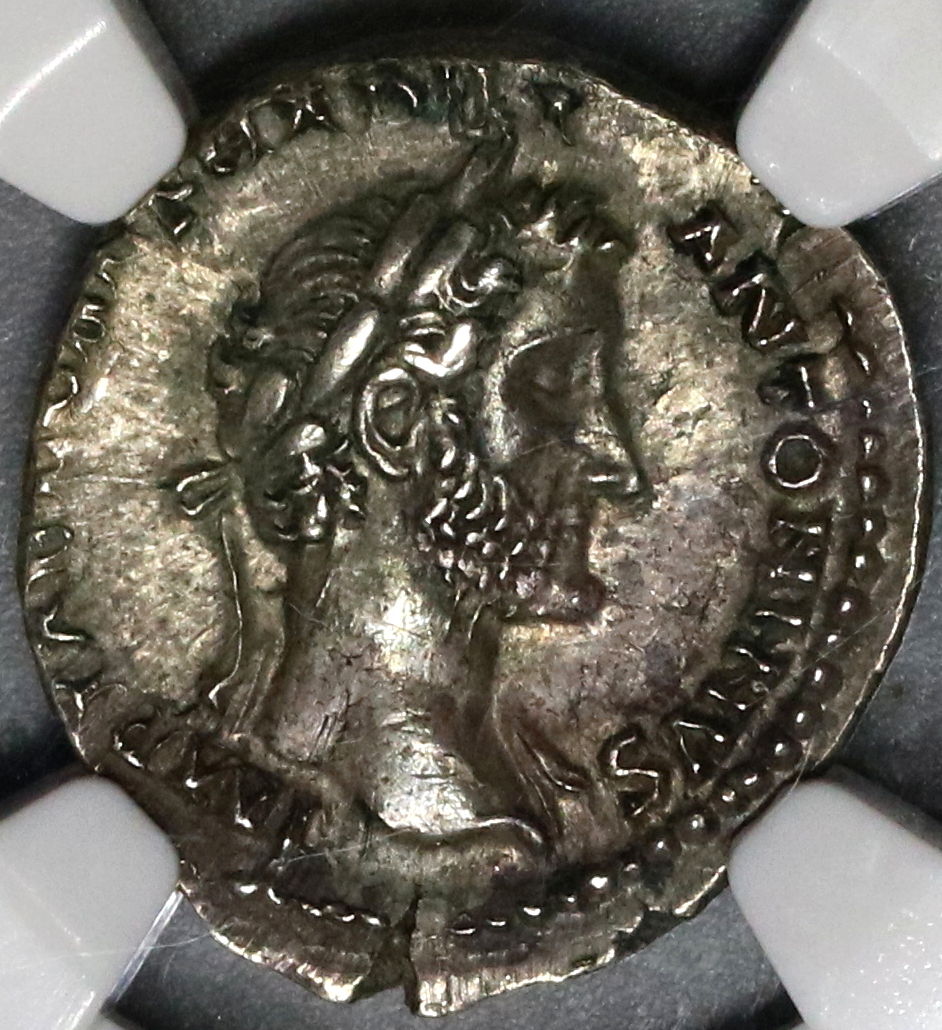 138 NGC AU Antoninus Pius Roman Empire Denarius COS DES II Aequitas  (21082104C)