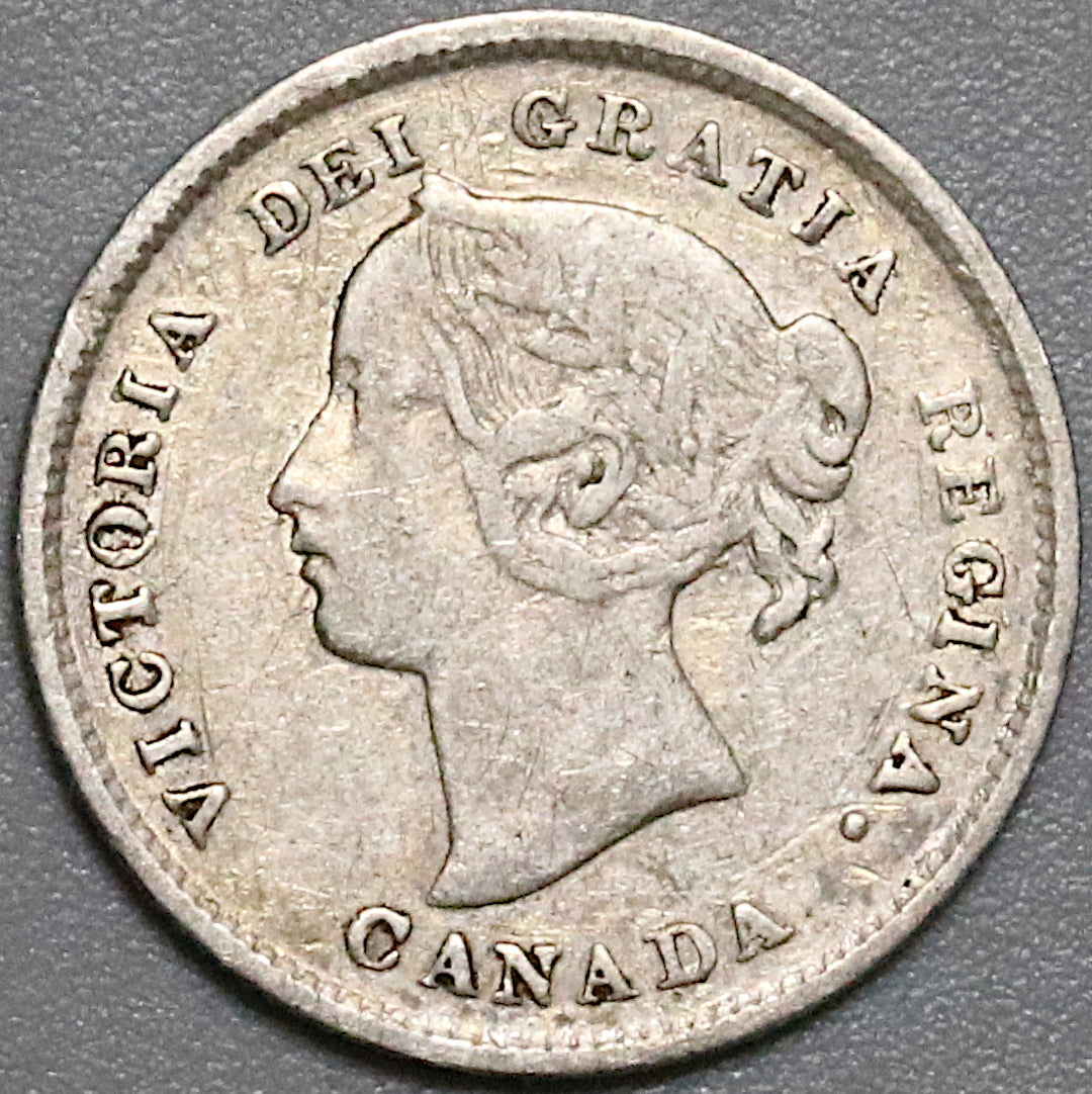 1894 Canada Victoria 5 Cents Scarce Sterling Silver Coin (22041403R)