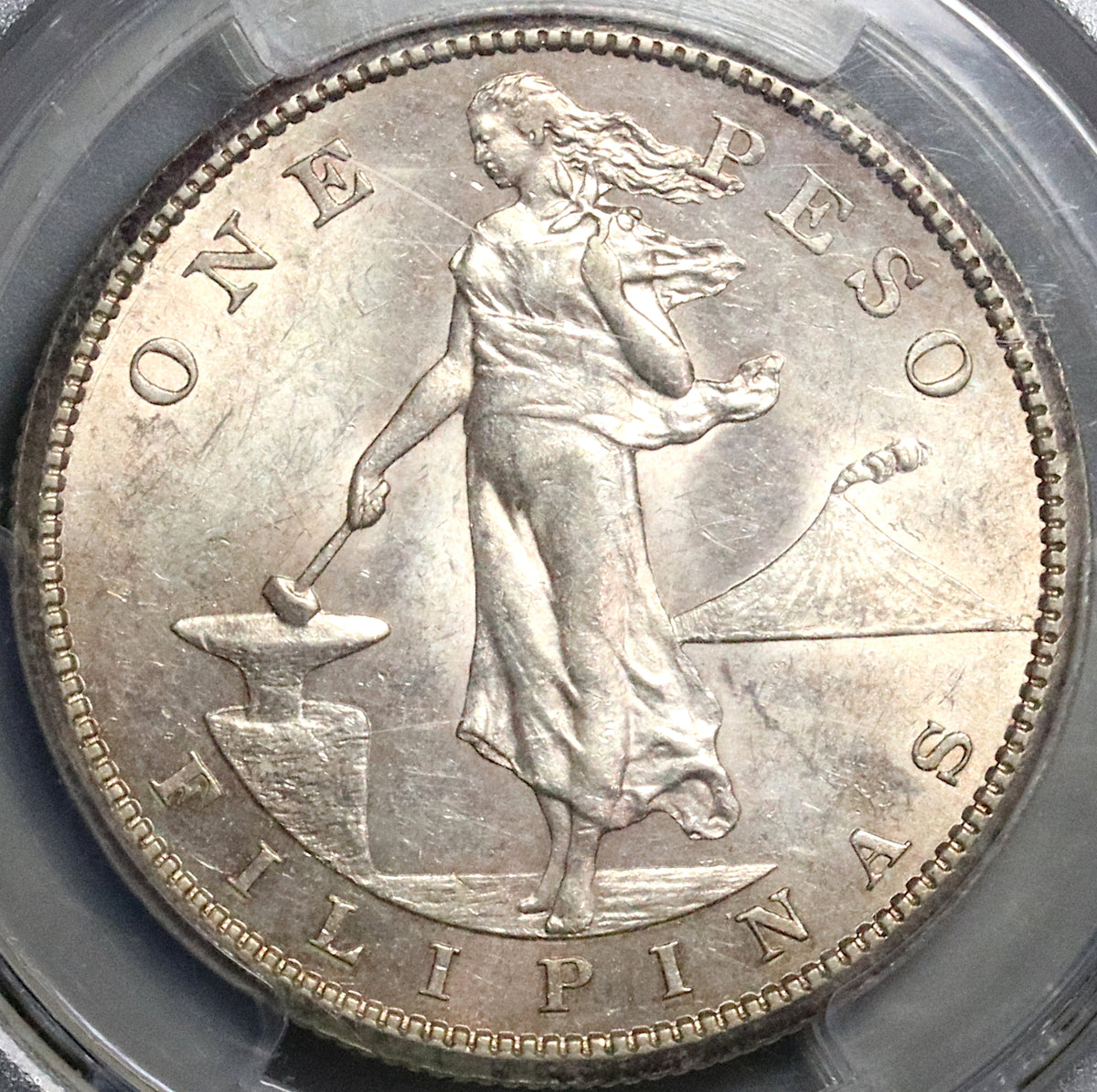 1908-S PCGS AU 58 Philippines Peso Silver USA Coin (23032803C)