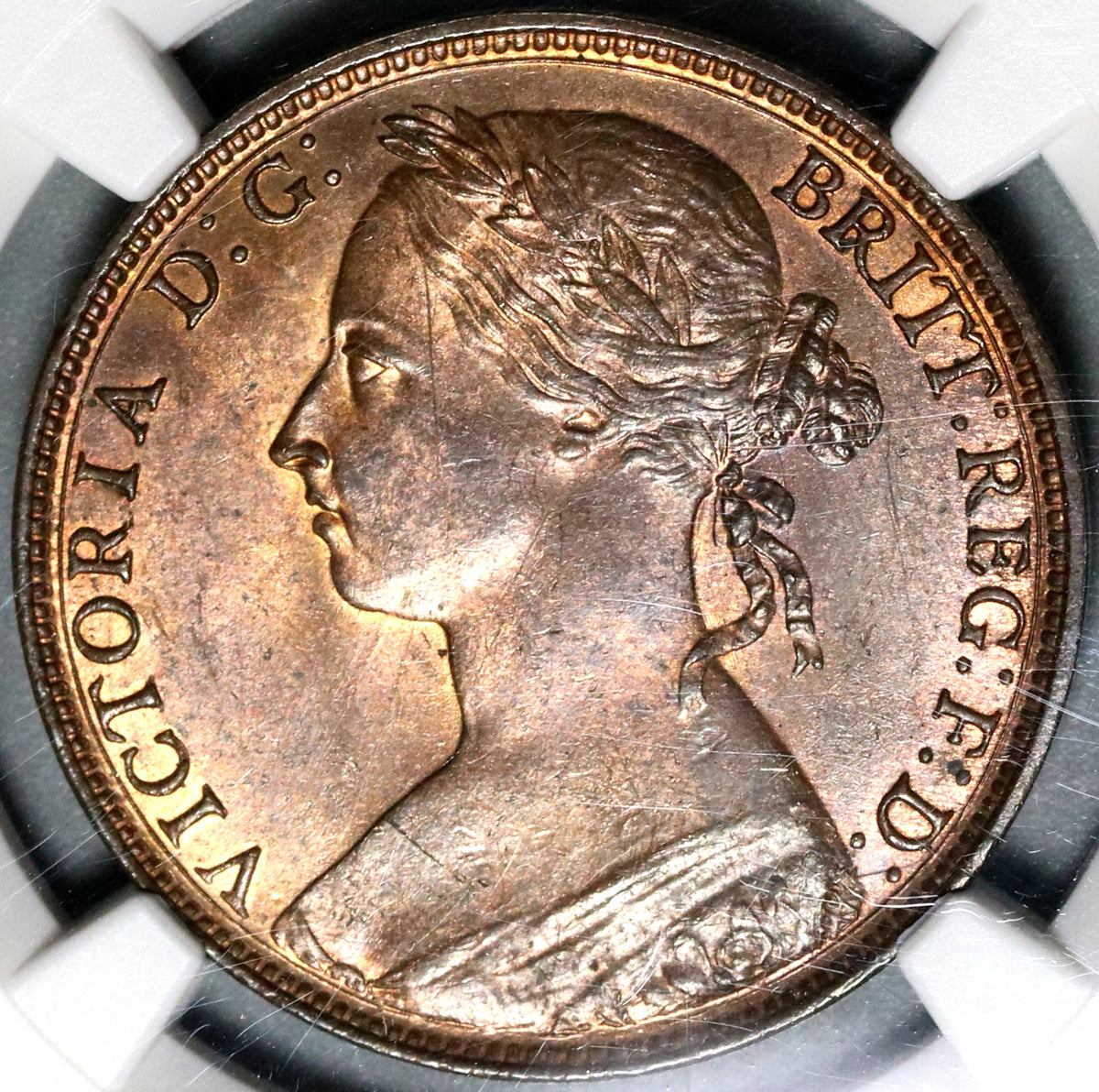 1882-H NGC MS 64 RB Victoria Penny Great Britain Convex Shield 
