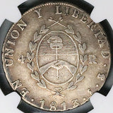 1813 NGC VF 30 Argentina 4 Reales Sunface Rio Plata Rare Silver Coin (24051201C)