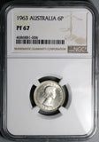 1961 NGC PF 67 Australia 6 Pence Gem Proof Elizabeth II Silver Coin POP 8/1 (25012901C)