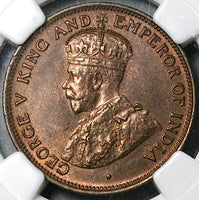 1916-H NGC MS 66 British Honduras 1 Cent George V Britain Coin POP 1/0 (25031301C)