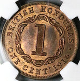 1916-H NGC MS 66 British Honduras 1 Cent George V Britain Coin POP 1/0 (25031301C)