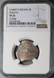 1649 PCGS VF 25 Bolivia Cob 2 Reales Potosi Rare Z Assayer Coin POP 1/0 (25030202C)