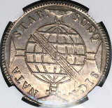 1816-B NGC MS 61 Brazil 960 Reis Overstruck Peru 8 Reales 1802 Coin (24063002C)