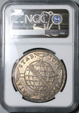 1816-B NGC MS 61 Brazil 960 Reis Overstruck Peru 8 Reales 1802 Coin (24063002C)