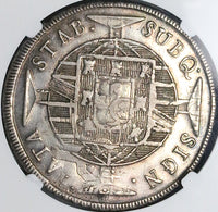 1820-B NGC AU Brazil 960 Reis Overstruck Mexico 8 Reales 1809 BARS Mint Error Coin (24102302D)