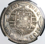 1820-B NGC AU Brazil 960 Reis Overstruck Mexico 8 Reales 1809 BARS Mint Error Coin (24102302D)