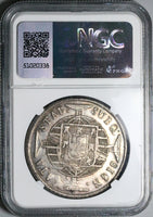 1820-B NGC AU Brazil 960 Reis Overstruck Mexico 8 Reales 1809 BARS Mint Error Coin (24102302D)