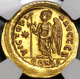 498 NGC Ch AU Byzantine Empire Anastasius AV Gold Solidus Victory Coin (24061102D)