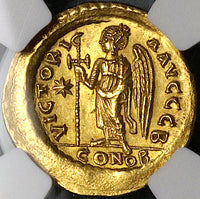 498 NGC Ch AU Byzantine Empire Anastasius AV Gold Solidus Victory Coin (24061102D)