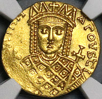 787 NGC AU Byzantine Empire Irene Constantine VI AV Gold Solidus Coin (24091302C)