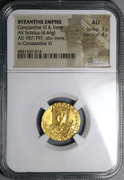 787 NGC AU Byzantine Empire Irene Constantine VI AV Gold Solidus Coin (24091302C)