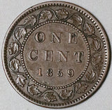 1859/8 Canada Victoria Large 1 Cent XF Wide 9 Overdate Coin (23091802R)