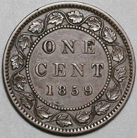 1859/8 Canada Victoria Large 1 Cent XF Wide 9 Overdate Coin (23091802R)