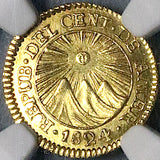 1824-NG NGC MS 63 Central American Republic 1/2 Escudo Guatemala Gold Coin POP 8/4 (24041701D)