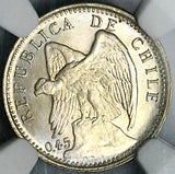 1916 NGC MS 66 Chile 10 Centavos Condor Bird Santiago Mint Silver Coin POP 3/0 (24102301D