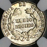 1892/82 NGC MS 66 Chile 1/2 Decimo Condor Bird Santiago Overdate Gem Silver Coin (24102802D)