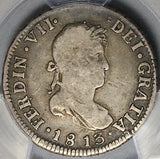 1813-So PCGS F 15 Chile 2 Reales Ferdinand VII  Spain Colony Silver Coin (24091202D)