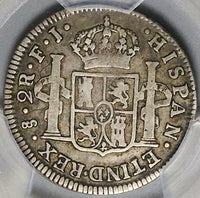 1813-So PCGS F 15 Chile 2 Reales Ferdinand VII  Spain Colony Silver Coin (24091202D)