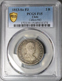 1813-So PCGS F 15 Chile 2 Reales Ferdinand VII  Spain Colony Silver Coin (24091202D)