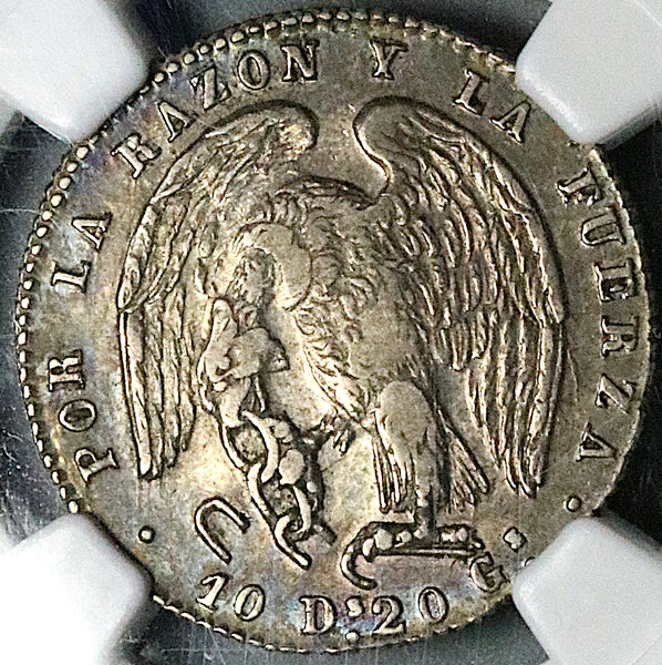 1834-So NGC XF 45 Chile 2 Reales Condor Bird Silver Coin (25030301C)