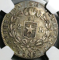 1834-So NGC XF 45 Chile 2 Reales Condor Bird Silver Coin (25030301C)