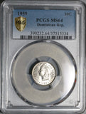 1959 PCGS MS 64 Dominican Republic Silver 10 Centavos Scarce Coin (25020204C)