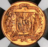 1957 NGC MS 64 Dominican Republic 1 Centavo Palm Tree RED Brown Coin (24062203C)