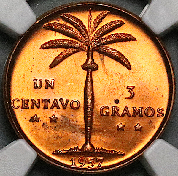 1957 NGC MS 65 Dominican Republic 1 Centavo Palm Tree RED Coin Coin (24062204C)