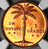 1957 NGC MS 65 Dominican Republic 1 Centavo Palm Tree RED Coin Coin (24062204C)