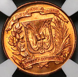 1957 NGC MS 65 Dominican Republic 1 Centavo Palm Tree RED Coin Coin (24062204C)