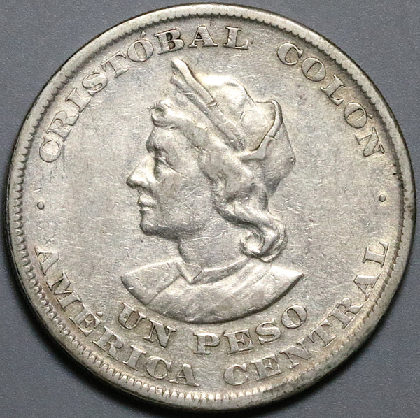 1893 El Salvador Peso XF Columbus Silver Coin (24060803R)