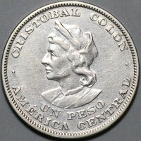 1904 El Salvador Peso VF+ Columbus Silver Coin (24060804R)