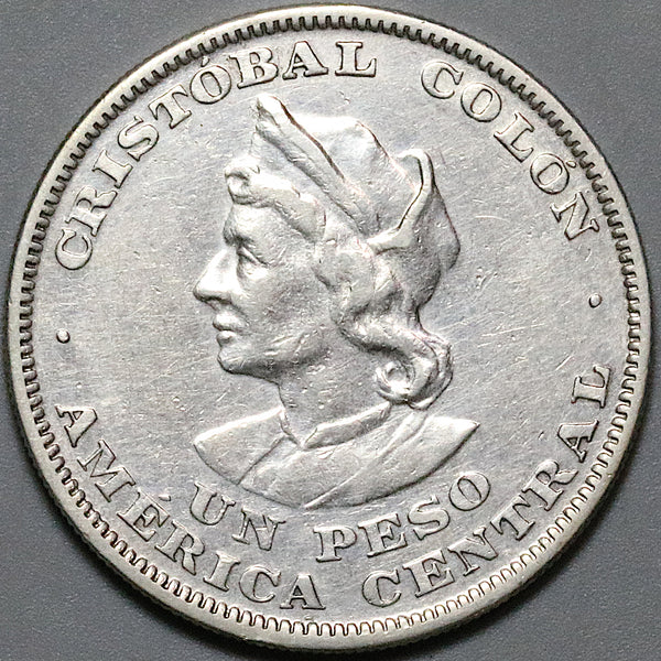 1904 El Salvador Peso VF+ Columbus Silver Coin (24060804R)