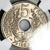 1925 NGC MS 64 French Indo China 5 Cents Vietnam Mint State Coin (24082702C)