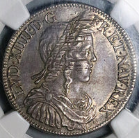 1650-G NGC XF 45 France 1/2 Ecu Louis XIV Poitiers Mint Silver Coin POP 1/1 (24122602D)