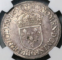 1650-G NGC XF 45 France 1/2 Ecu Louis XIV Poitiers Mint Silver Coin POP 1/1 (24122602D)